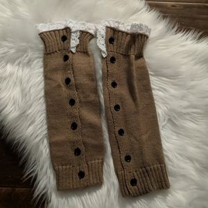 Button Lace Boot Socks/Leg Warmers - Coffee Color